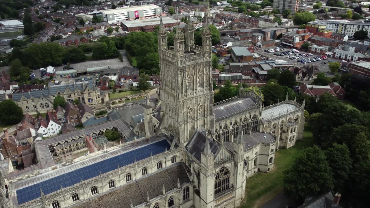 Aerial View of Gloucester Cathedral and Surrounding City