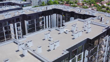 new town apartment complex landscape. aerial view of neighborhood in residential area
