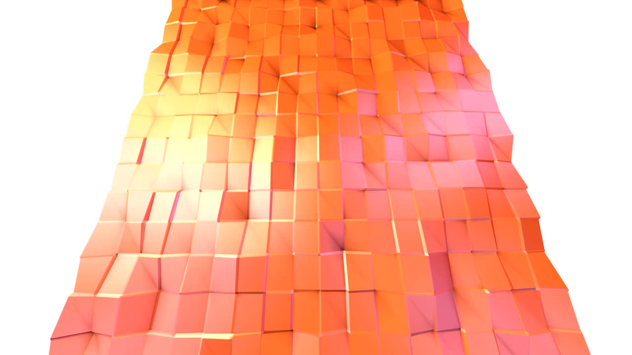 abstracto simple rosa naranja baja poli superficie 3d como cuadrícula geométrica. fondo de movimiento de baja poli geométrica suave de desplazamiento de polígonos rojos naranja puros. fondo de bucle sin costuras 4k fullhd