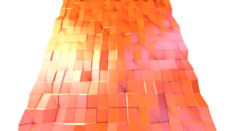 abstracto simple rosa naranja baja poli superficie 3d como cuadrícula geométrica. fondo de movimiento de baja poli geométrica suave de desplazamiento de polígonos rojos naranja puros. fondo de bucle sin costuras 4k fullhd