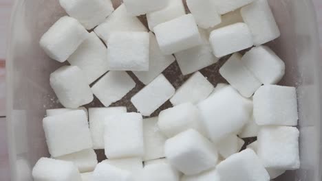 cubos de azúcar en un recipiente