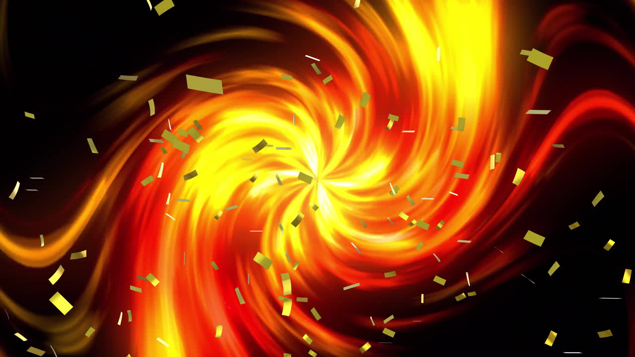 빛나는 노란색과 빨간색으로 회전하는 불타는 소용돌이 애니메이션
