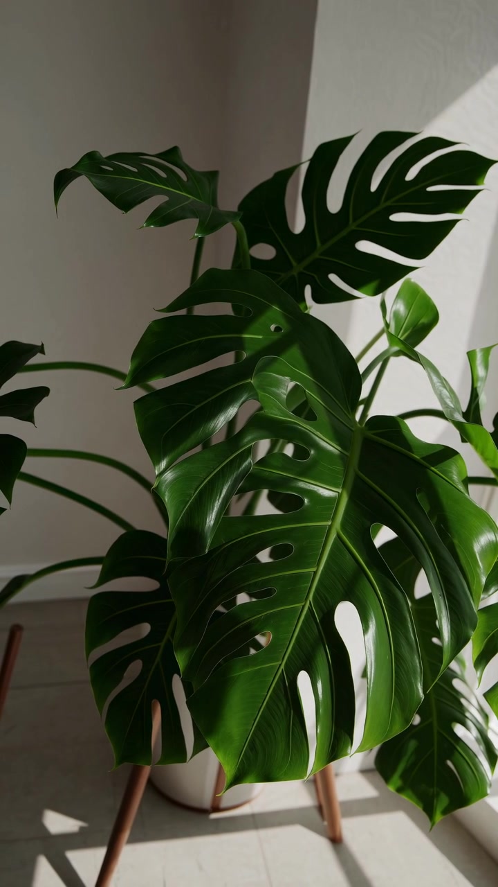 Pianta di Monstera Deliciosa in un interno moderno e minimalista