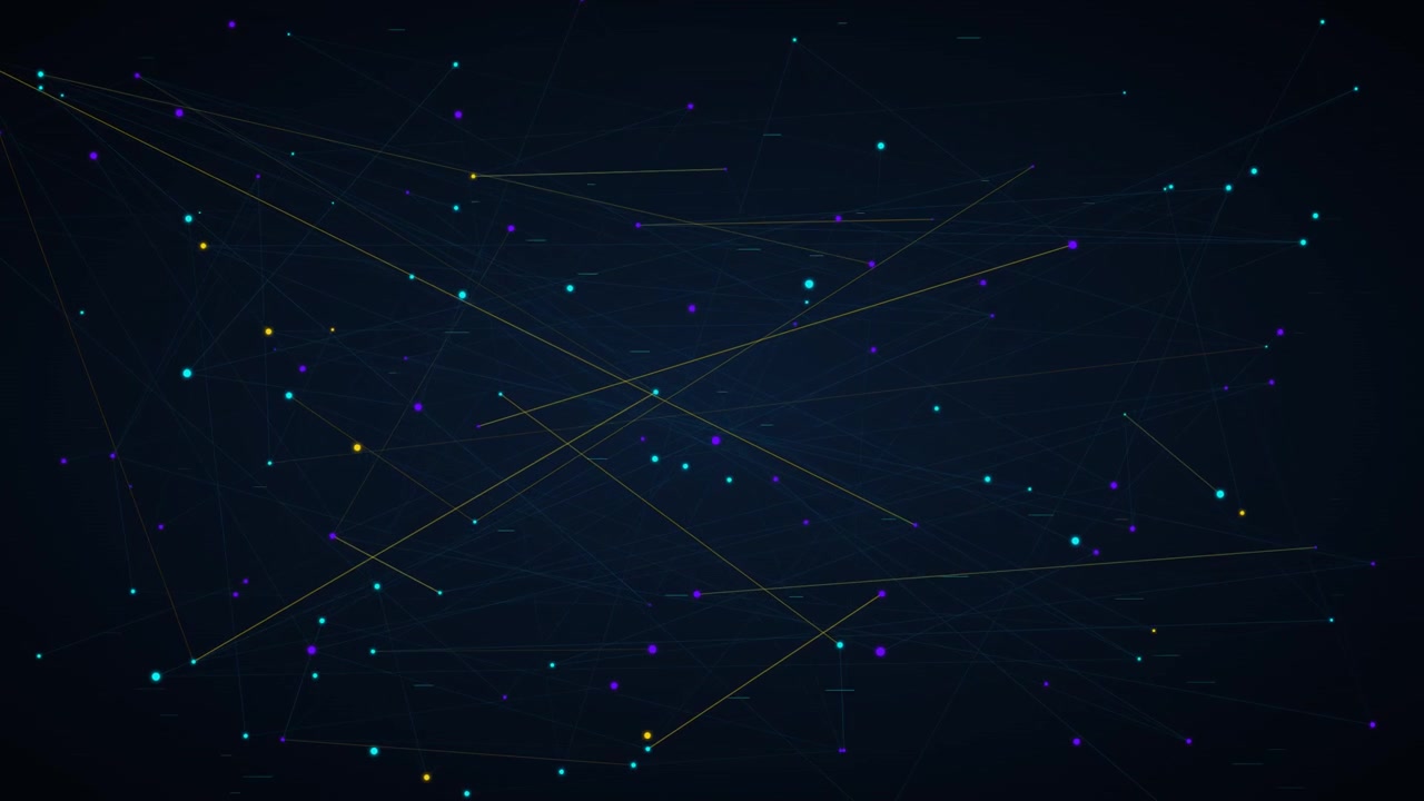 Abstract Digital Network Connection with Floating Particles and Lines