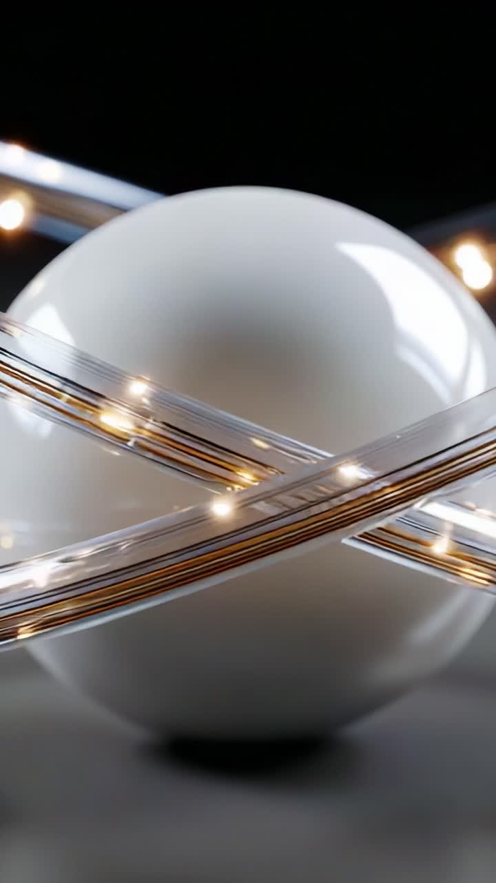 An Artistic Representation of a Minimalist Sphere Surrounded by Radiant Strips of Light, Creating a Captivating Contrast of Brightness Against a Dark Background for Visual Aesthetics