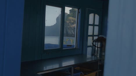 view of empty shelf beside boat on ferry boat sailing along lan ha bay in vietnam