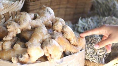 fresh ginger at a market