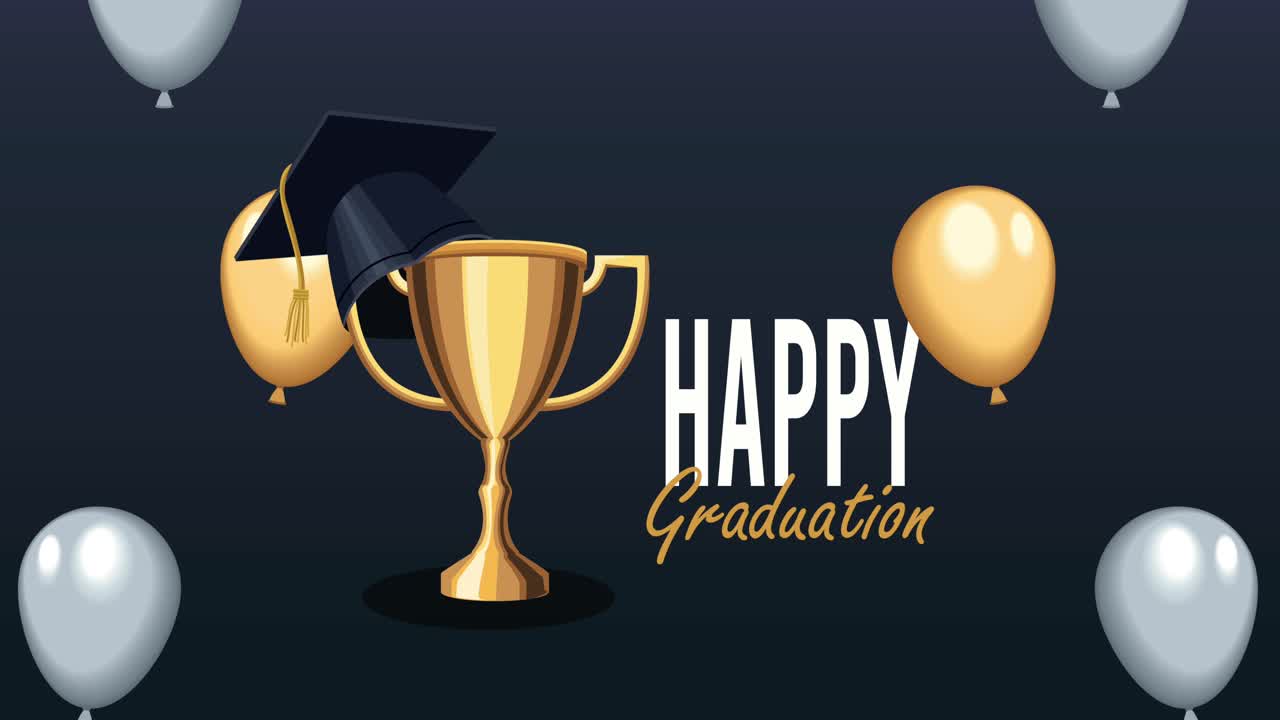 feliz día de graduación animación de letras