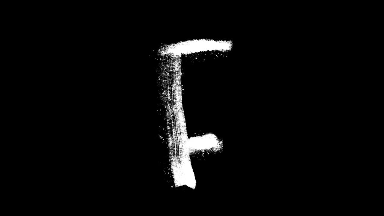 Lettera F animata disegnata a mano effetto gesso su sfondo nero
