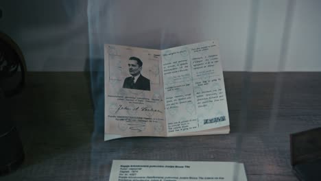 historic passport of yugoslavian president josip broz tito on display in kumrovec, croatia