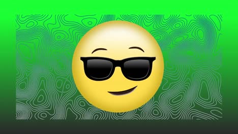 animación de gafas de sol emoji icono digital en un fondo con patrones
