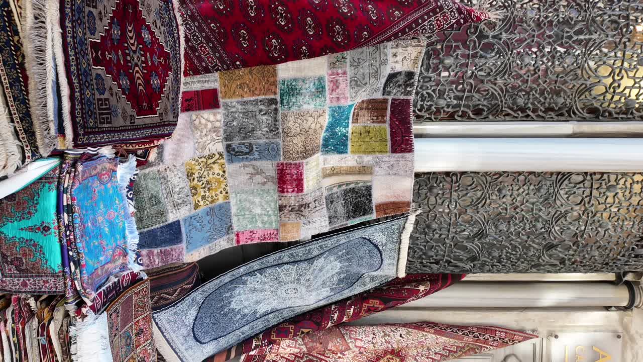 Colorful Turkish Carpets on Display