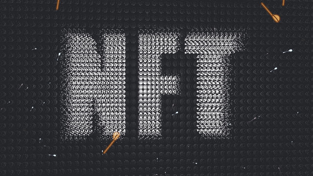 animación del procesamiento de datos sobre texto nft