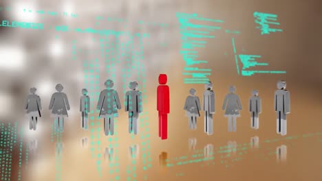 animación del procesamiento de datos e iconos sobre el almacén