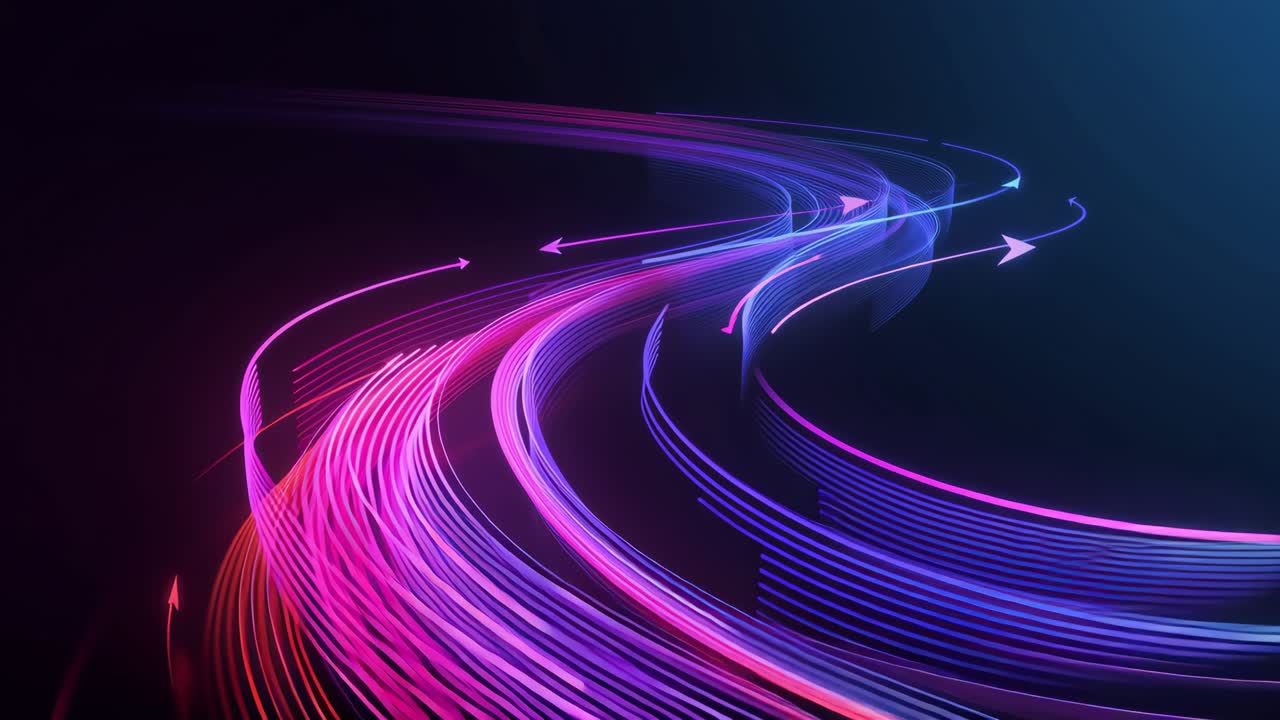 Colorful abstract light streaks on black background