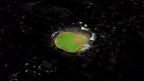 aerial view of quisqueya baseball stadium at night game, santo domingo dominican republic