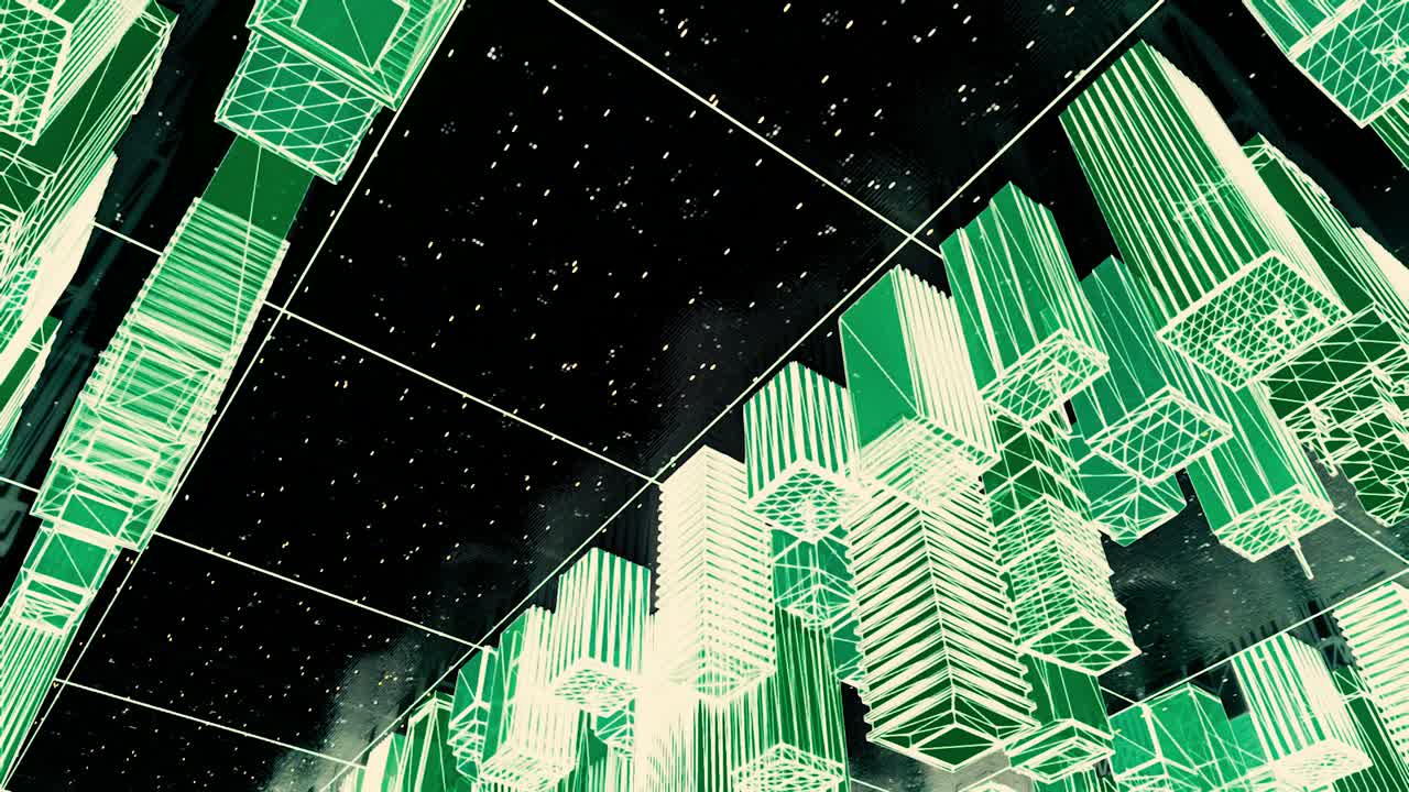 사이버 크 시티 스케이프 와이어 프레임