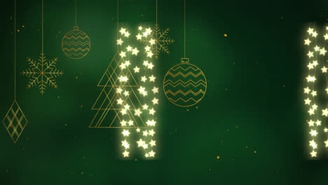 animación de la decoración navideña sobre fondo verde