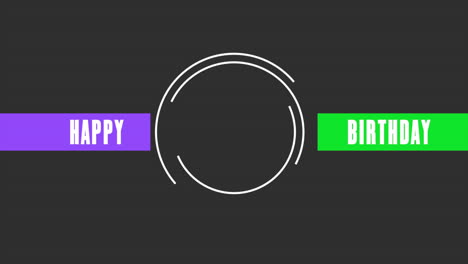 happy birthday with rings on black gradient