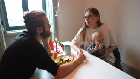 family enjoying a meal together at home
