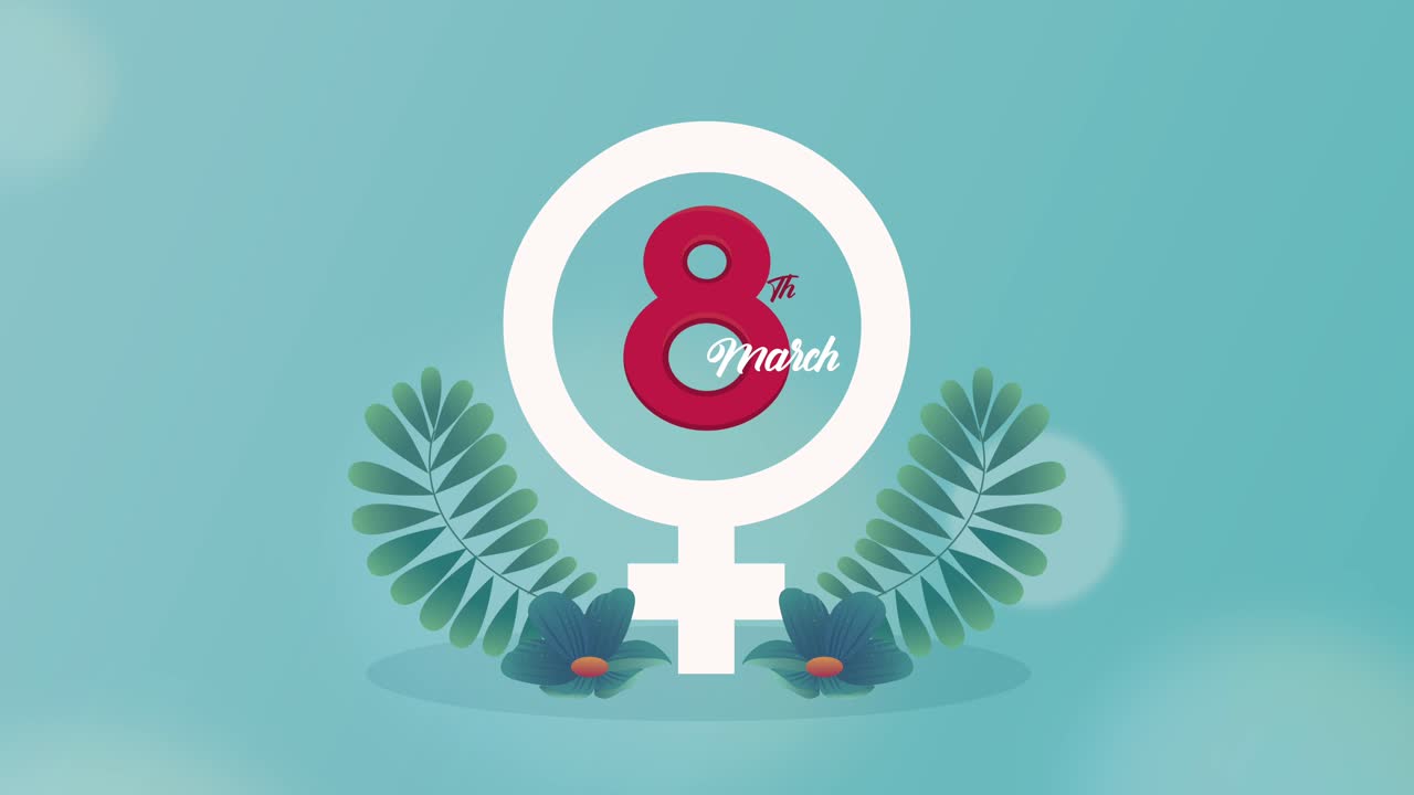 tarjeta de felicitación del día de la mujer con el número ocho y el símbolo de género femenino