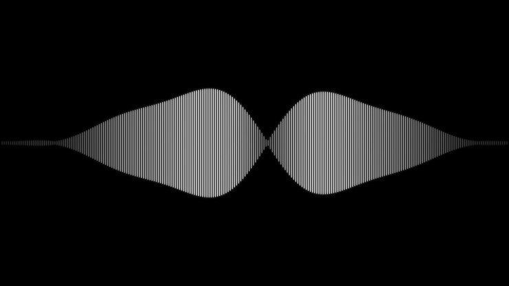 Animated White Audio Waveform on Black Background