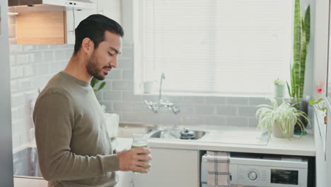 healthy, man and drink protein shake