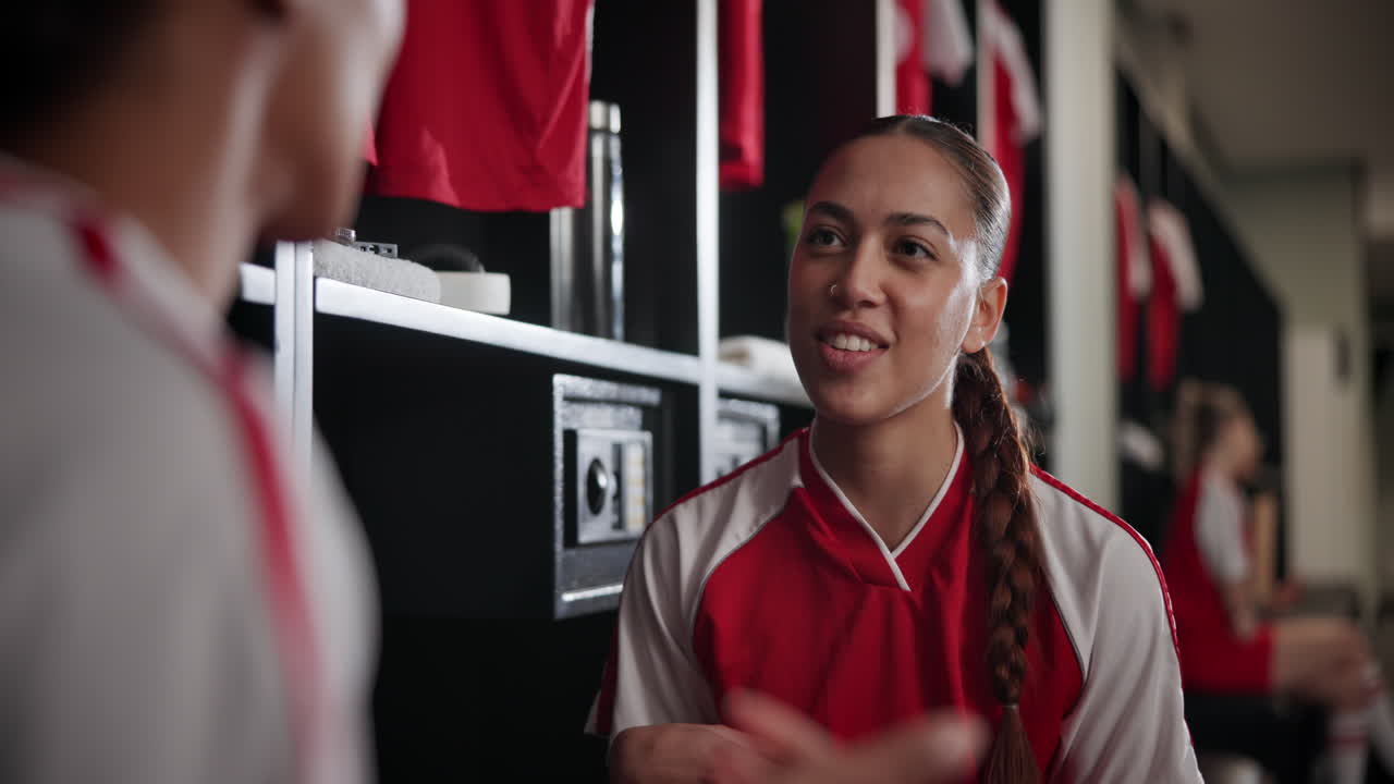 Female athletes in a locker room