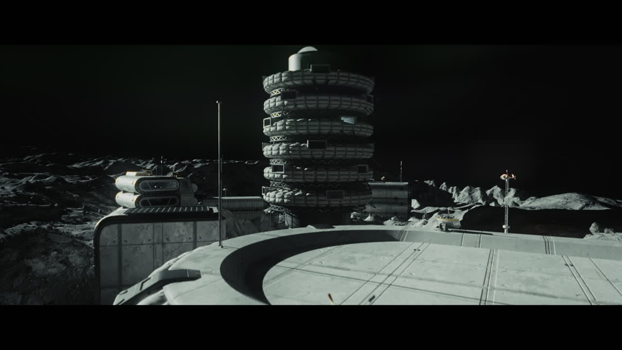 Moon surface with a lunar base