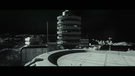 moon surface with a lunar base