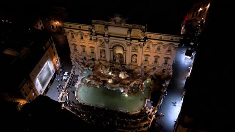 Amazing-Orbiting-Drone-Shot-Above-Italy's-Trevi-Fountain-at-Night