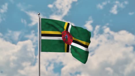 Dominica-flag-waving-in-the-blue-sky-realistic-4k-Video