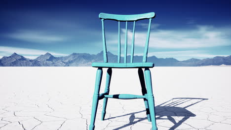 old wooden chair in a salt lake