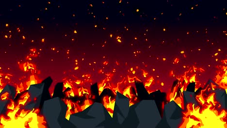 animación abstracta del mal, fondo del infierno apocalíptico, llamas de fuego en el desierto espeluznante,