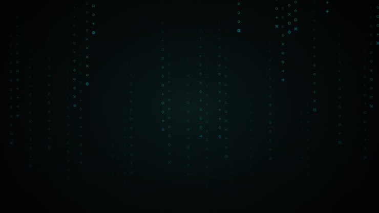 Digital Rain of Geometric Symbols on Dark Background