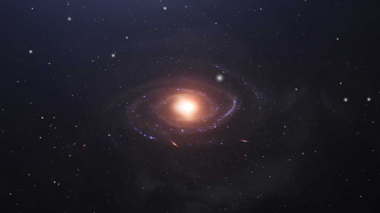 galaxia espiral de 4k con estrellas circundantes moviéndose en el universo