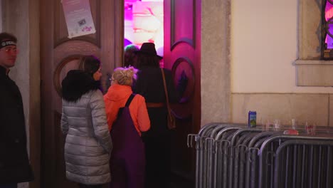 party people entering disco club having fun and dance till morning hours,static