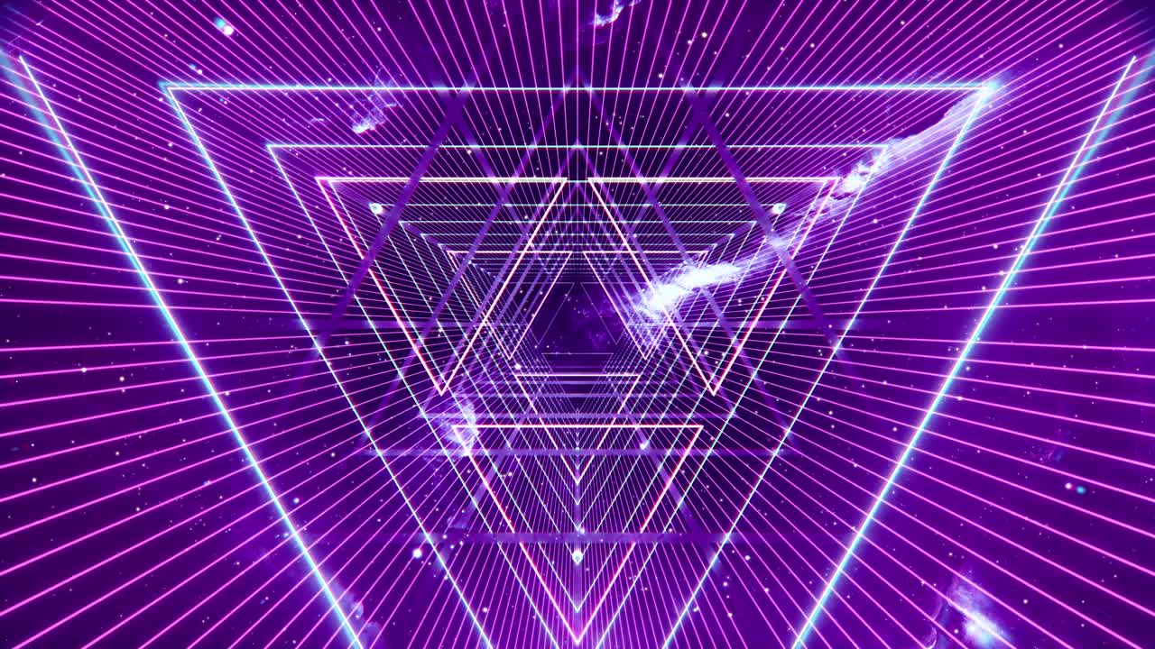 bucle sin costuras de neón abstracto. fondo ultravioleta con túnel brillante y brillante