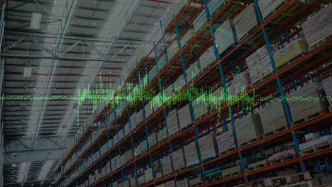 animation of data processing over empty warehouse