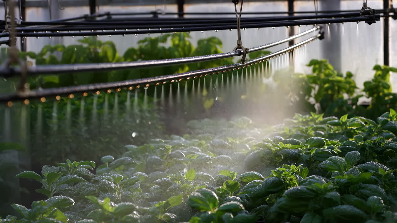 Automated Irrigation System Watering Plants in a Greenhouse