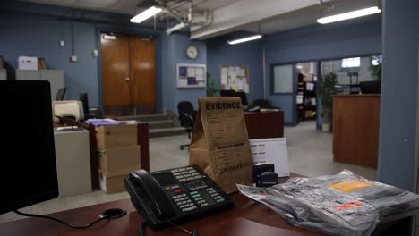 evidence bag in a police precinct