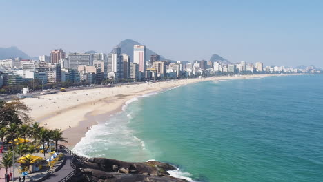 Aerial-view-of-Leblon-beach,-Rio-de-Janeiro,-Brazil