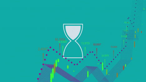 animation of data processing and diagrams over hourglass