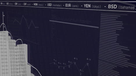 animation of financial data processing with scope scanning on black background