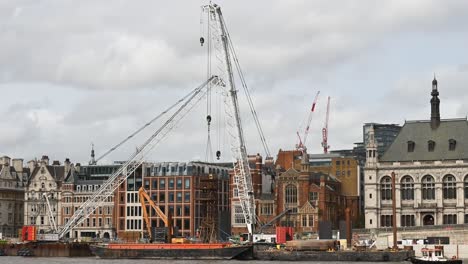 construction near jp morgan on the victoria embankment, london, united kingdom