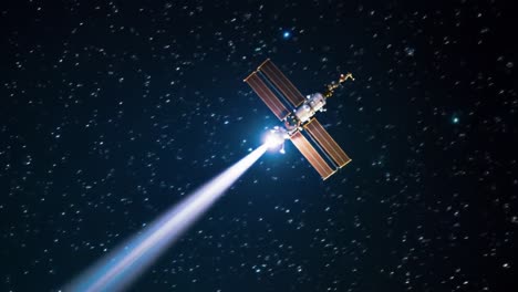 a spacecraft navigates through the vastness of space, leaving a brilliant trail as it accelerates past countless stars.