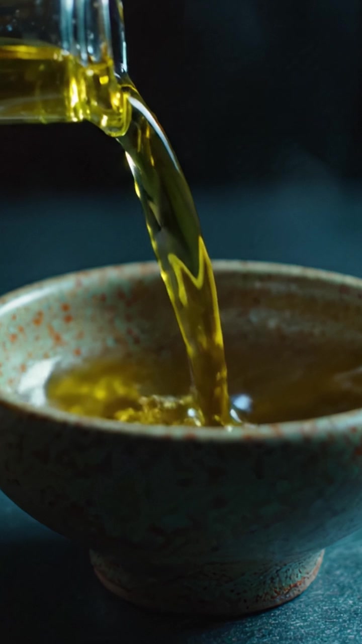 Una ciotola splendidamente realizzata che cattura l'essenza della preparazione del tè, passando da una versata a un infuso scintillante in un ambiente sereno, avvolgendo i sensi.