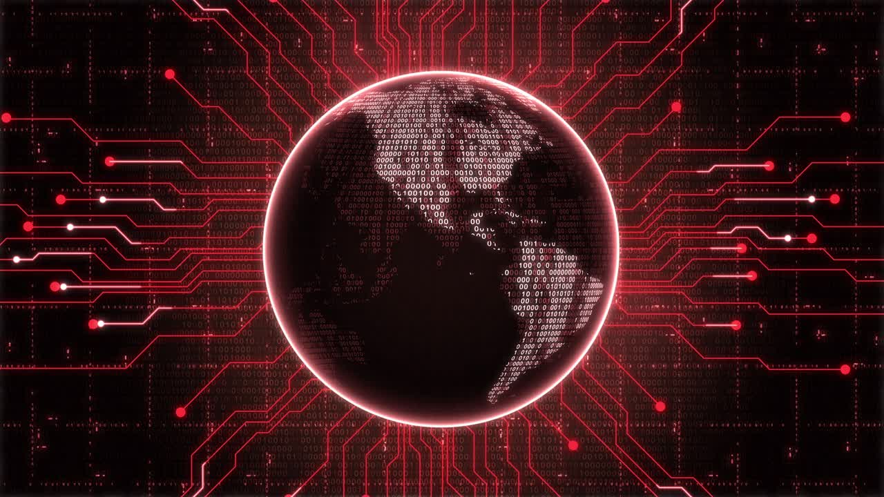 globo futurista hud fondo rojo animación en bucle