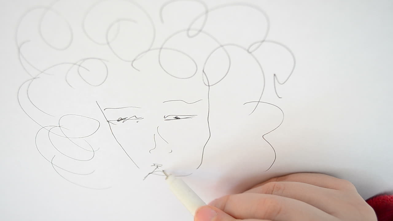 Female portrait. Sketch of the artist