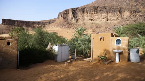 building structures in terjit oasis village in mauritania's sahara desert